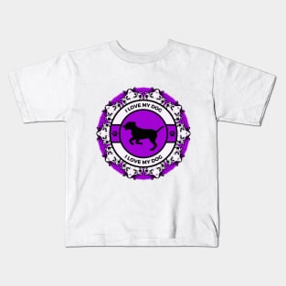 Purple/Violet I Love My Dog Kids T-Shirt